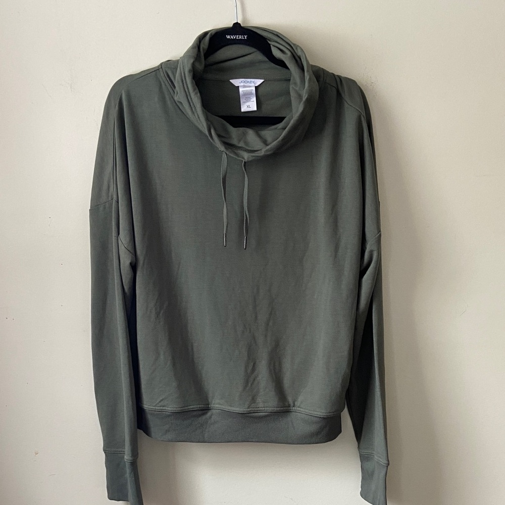 Jockey Cowl Neck Comfy Sweater in Olive Green